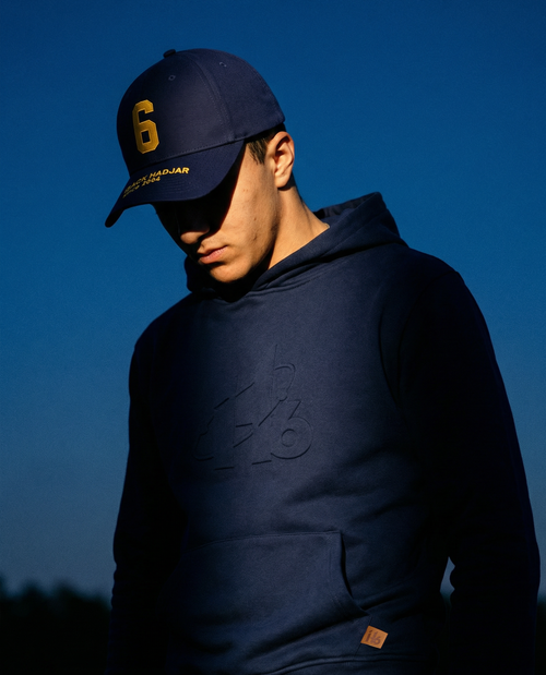 Isack Hadjar IH6 Embossed Hoodie - Navy – ISACK HADJAR®