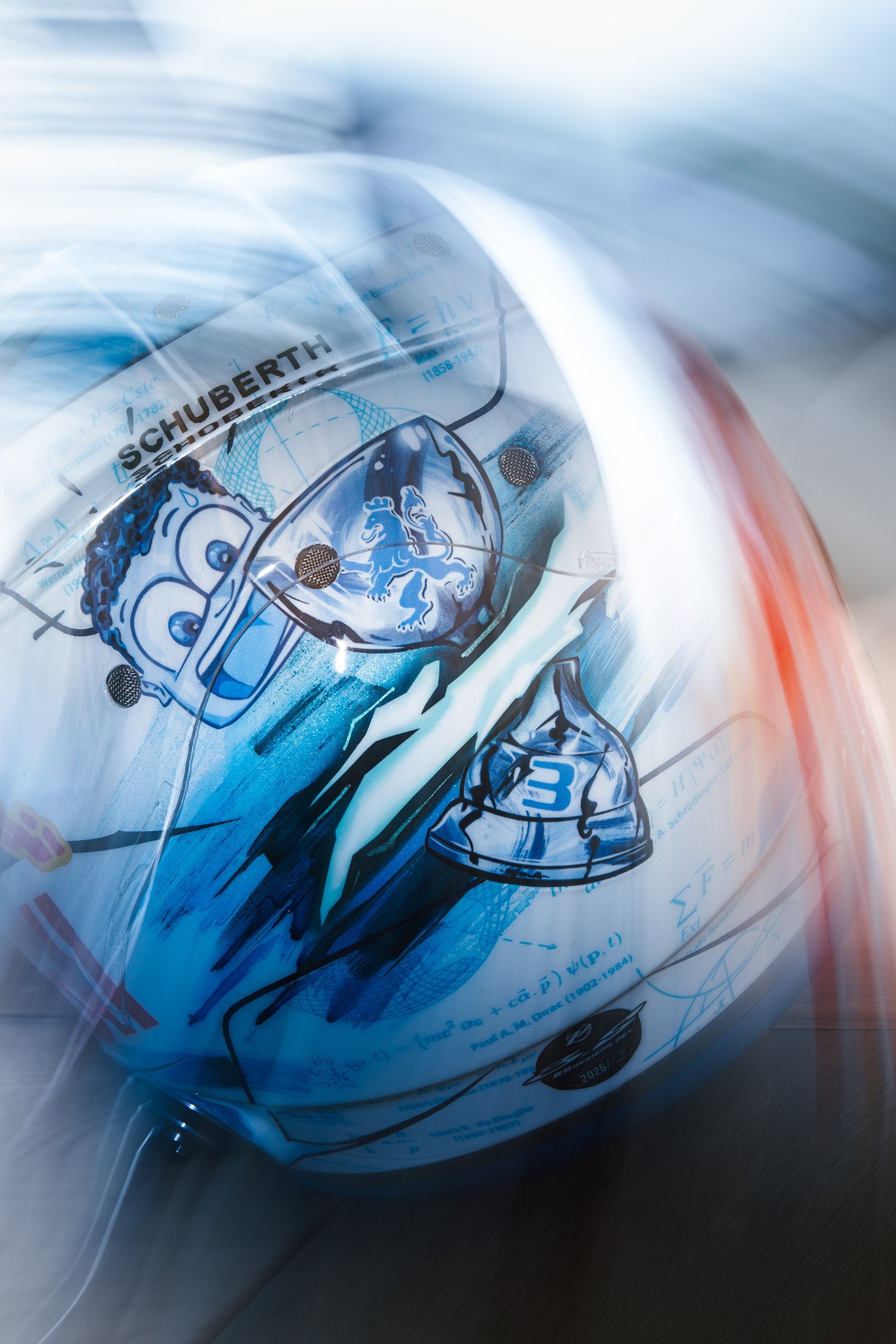 Equations painted across the helmet shell